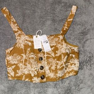 American Eagle Outfitters Gold Tan Sleeveless Crop Tank Top